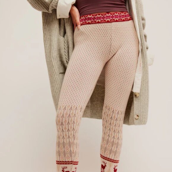 NEW Free People Falala Leggings in  Ivory Combo for women 1125 2s1 - Picture 6 of 7